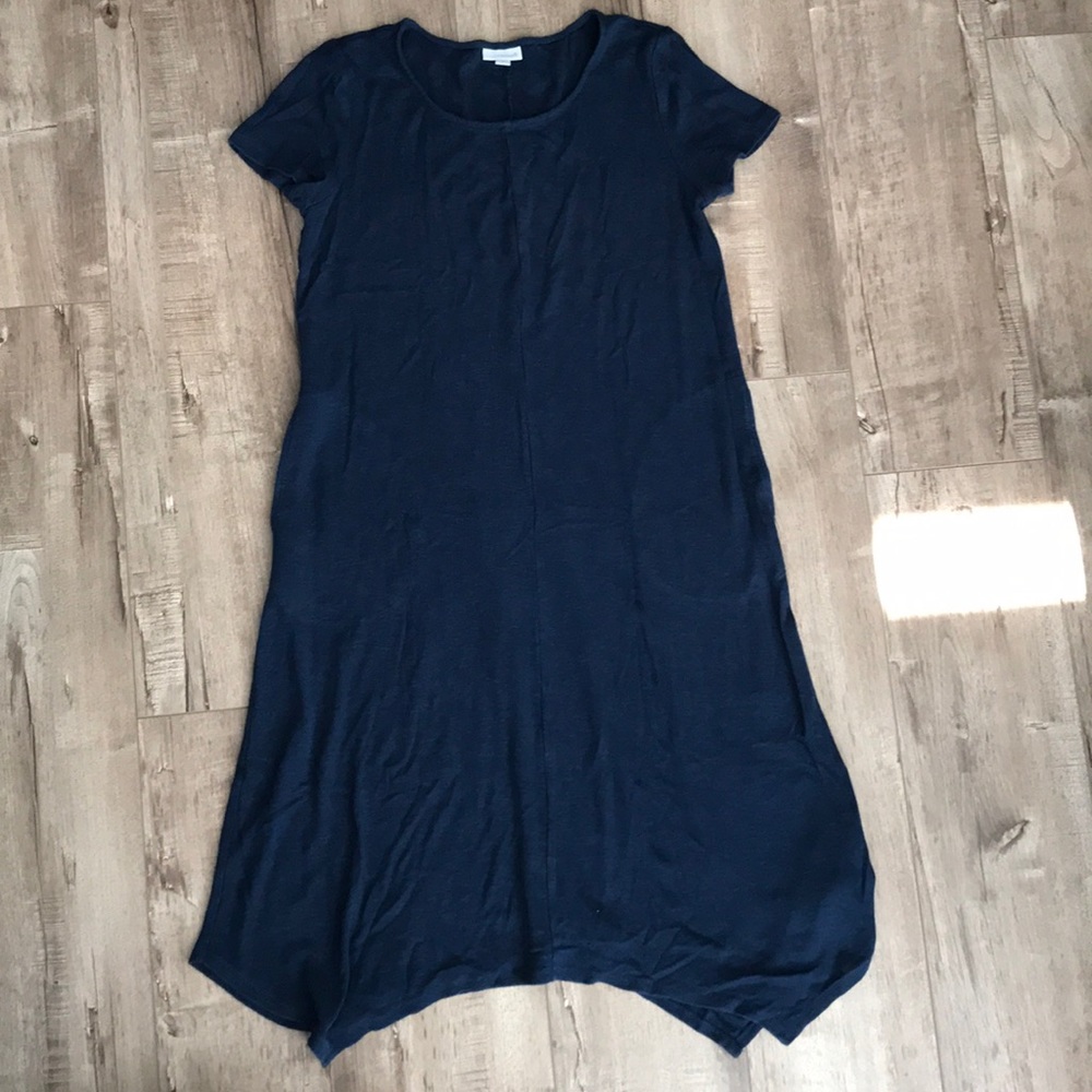 Tencel linen Navy Pure Jill dress with POCKETS